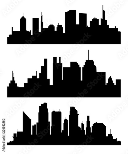 Silhouette of city with black color on white background