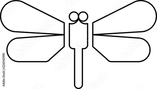 Logo libellula minimale, outline nero