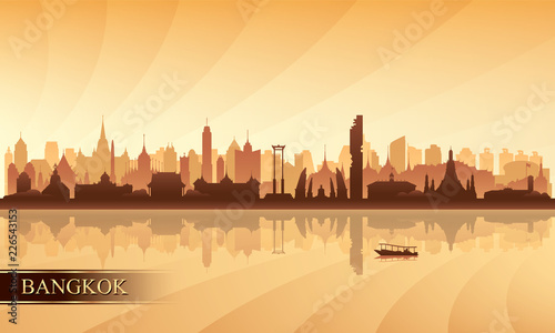 Bangkok city skyline silhouette background