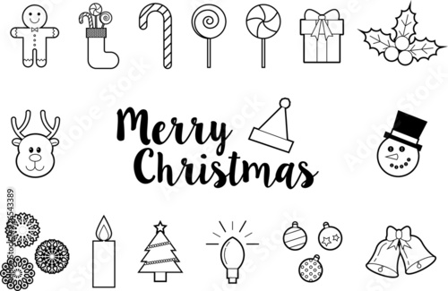 Set icone natalizie con scritta auguri