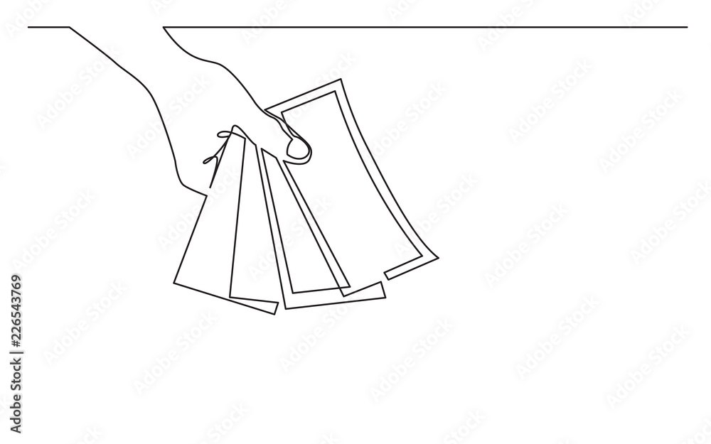 continuous line drawing of hand giving money banknotes Stock Vector
