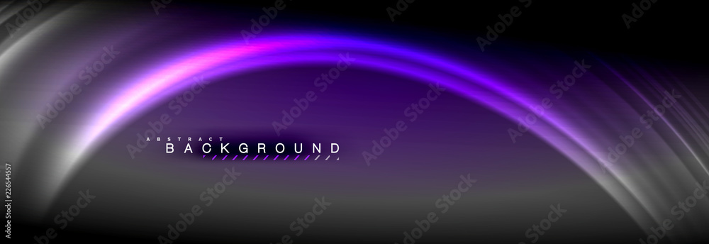 Neon glowing fluid wave lines, magic energy space light concept, abstract background wallpaper design Neon glowing fluid wave lines, magic energy space light concept, abstract background wallpaper design