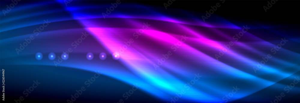 Fototapeta premium Liquid neon flowing waves, glowing light lines background