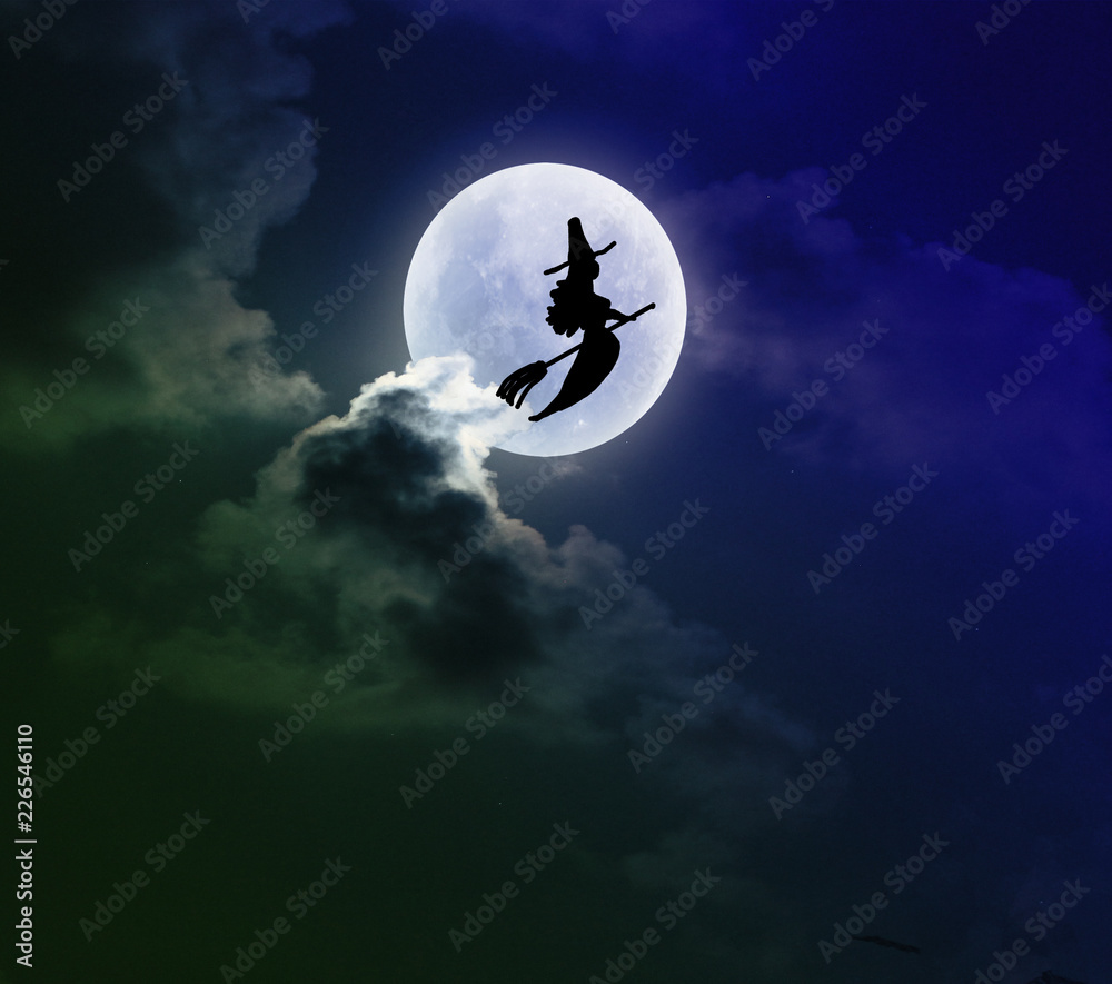 Halloween Moon and witch