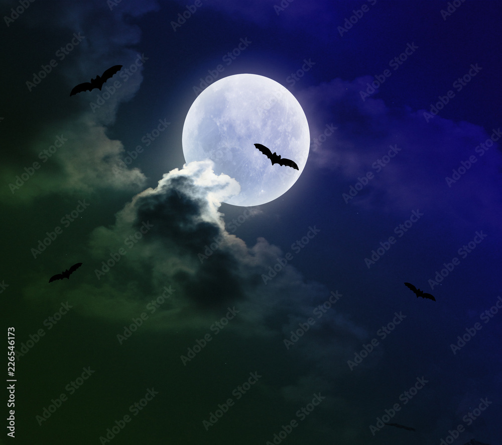 Halloween Moon and bats