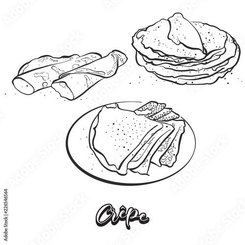 Hand drawn sketch of Crêpes