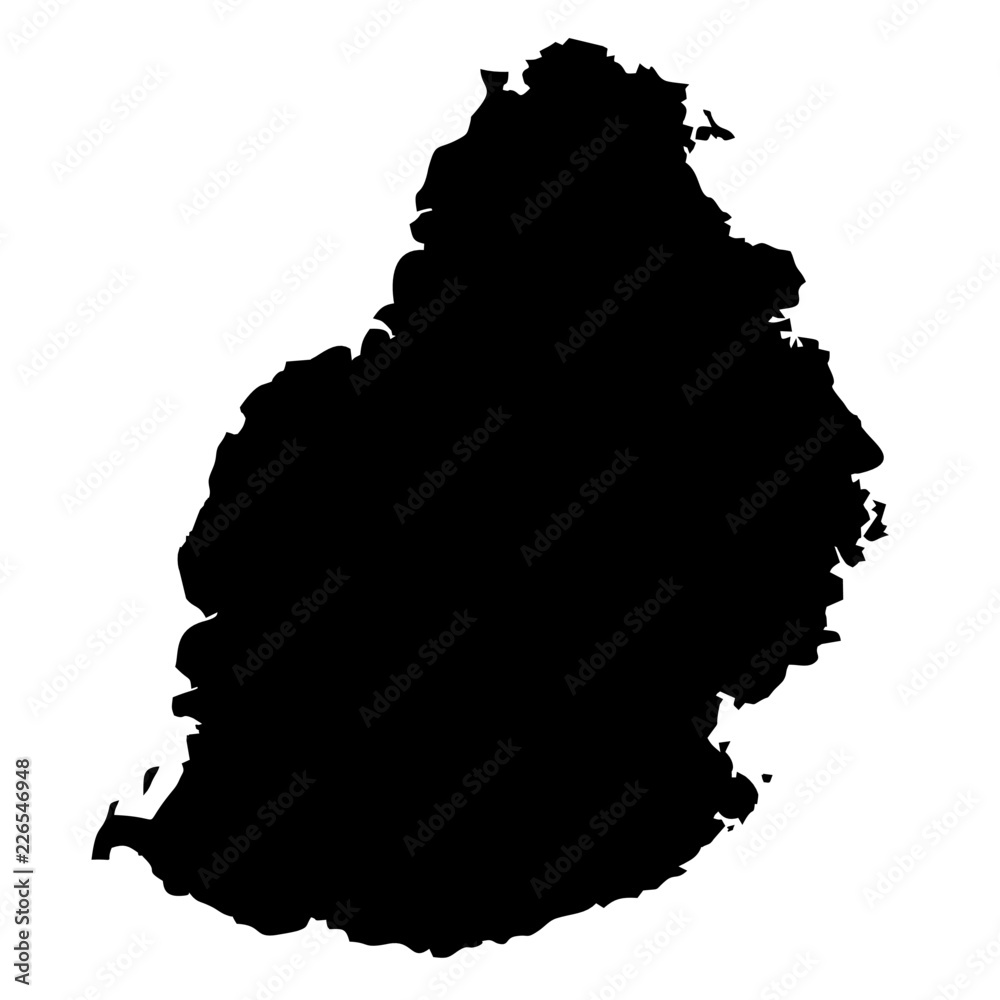 Black map country of Mauritius