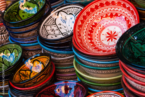 Postcard from Morocco: traditional pottery at the souk, Medina, Marrakech