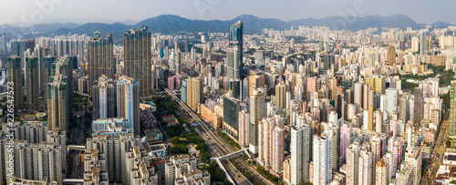 Hong Kong city under sunset