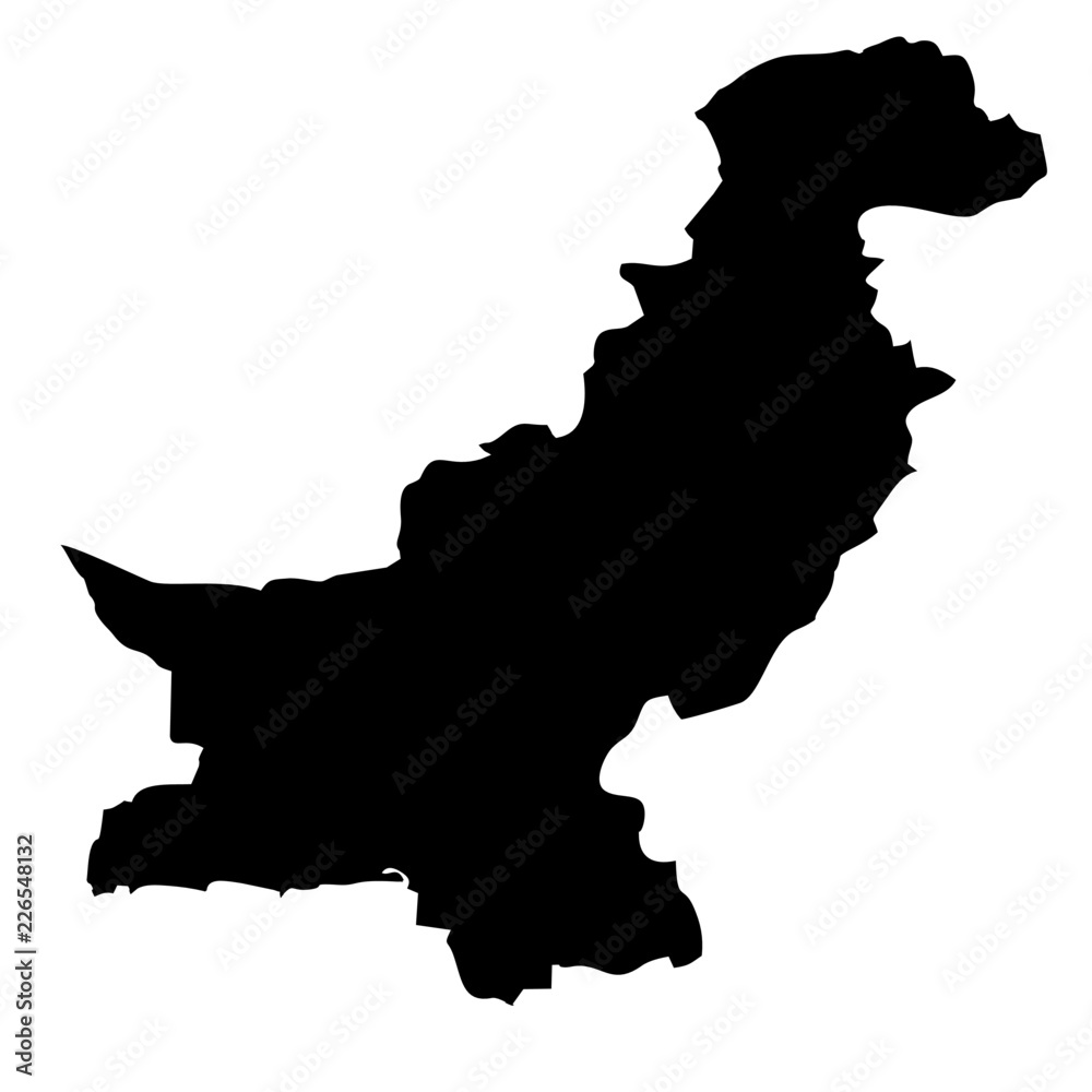 Black map country of Pakistan