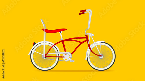 red low rider bike in yellow background flat style illustration
