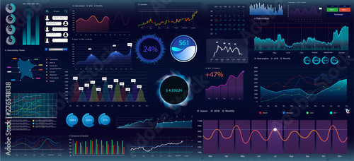 Colorful infographic elements. Statistic and data,  graphs and finance infographic, charts data visualization, economic indicators for your project. Template Vector Collection. Ui/UX/Kit interface 