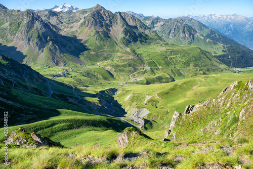 panorama of Col du Tourmalet in pyrenees mountains photo