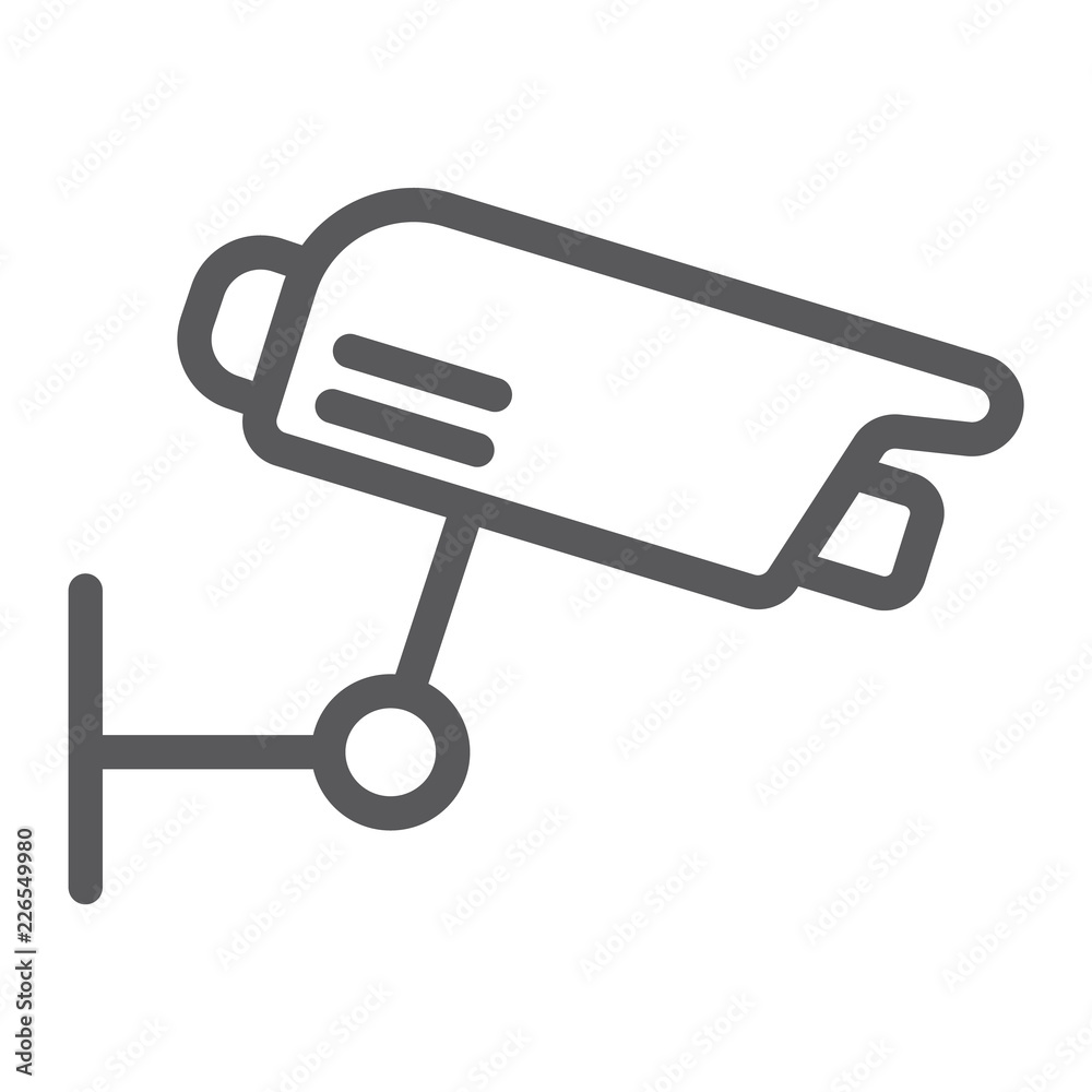 Surveillance camera line icon, guard and digital, cctv sign, vector graphics, a linear pattern on a white background. Surveillance camera line icon, guard and digital, cctv sign, vector graphics, a linear pattern on a white background.