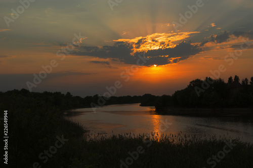 Beautiful sunset over the river