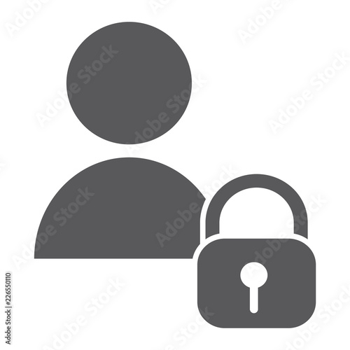User unlocked glyph icon, privacy and safety, profile sign, vector graphics, a solid pattern on a white background.