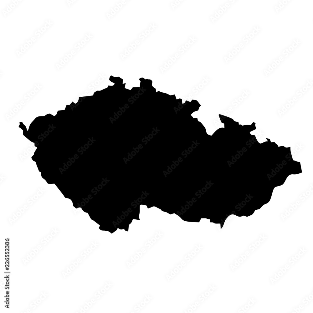 Black map country of Czech Republic