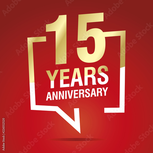 15 Years Anniversary celebrating gold white red logo icon