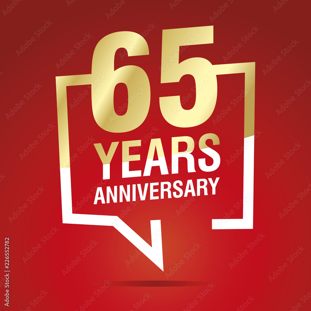 65 Years Anniversary celebrating gold white red logo icon