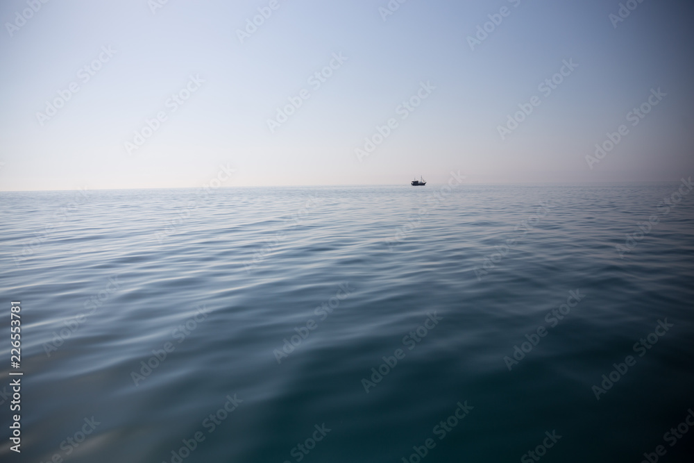 Lonely boat in the sea