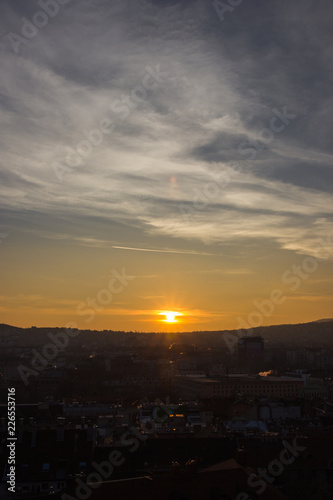 Orange sunset evening view