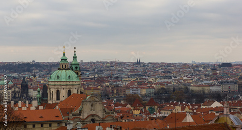 Landscape of Prague city roofs of buildings