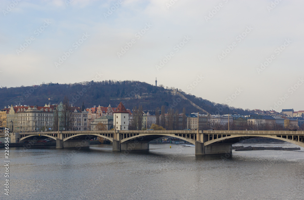 Fototapeta premium Palackeho bridge on a river in Prague city