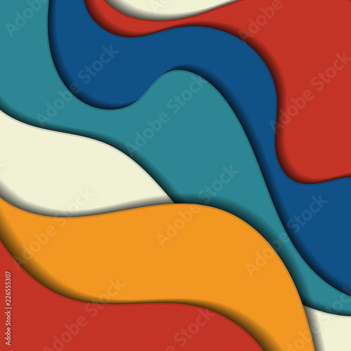 Vibrant multicolored paper cut background. Abstract modern 3d origami paper art style