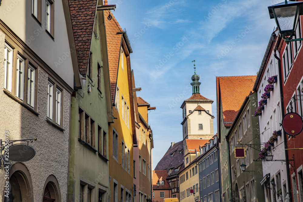 old half timbered houses in the city of  Rothenburg ob der Tauber