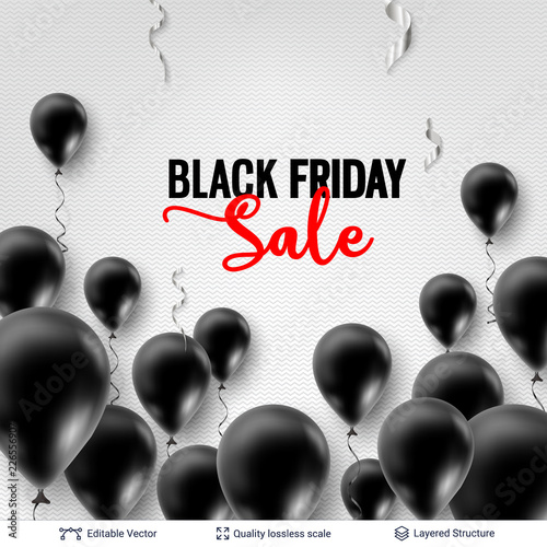 Black Friday Sale Backgrond. Air balloons and text