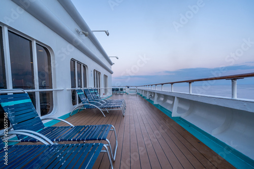 Sun Lounger at Deck of a Cruise Ship