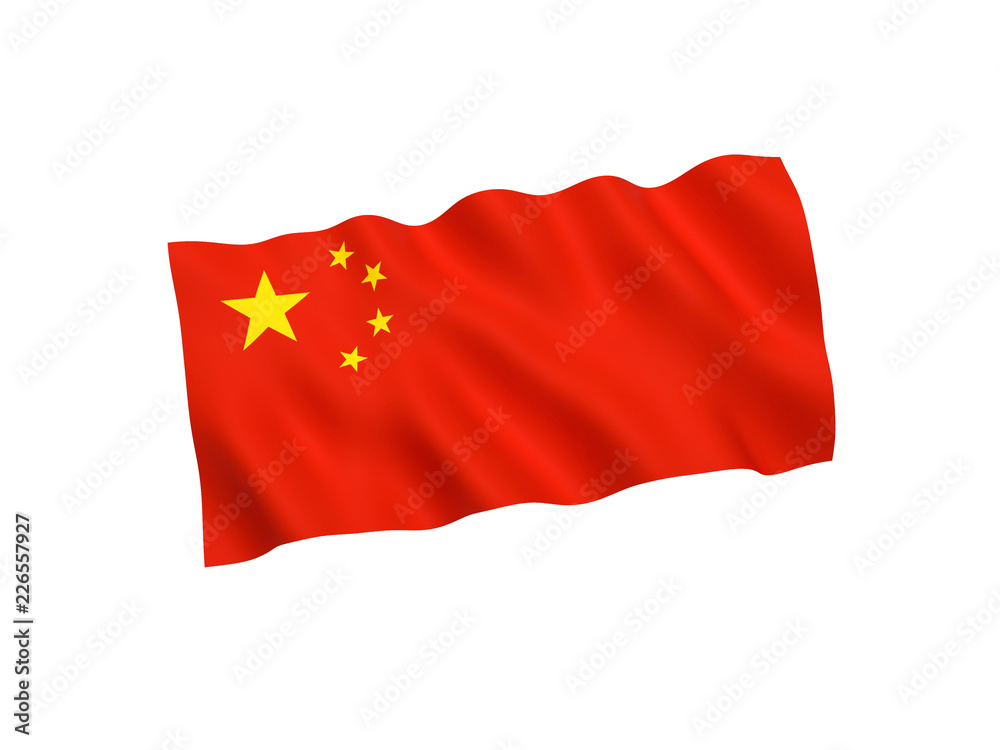 China flag on white background