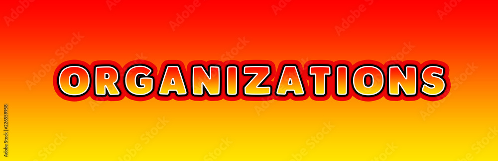 Organizations - gaming text written on orange yellow background