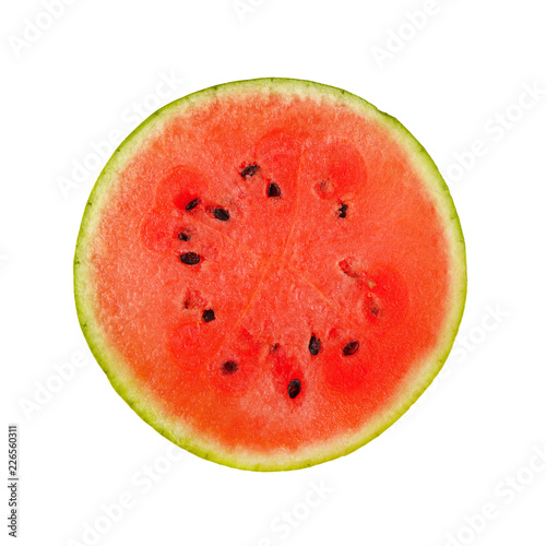 Close up half of red watermelon cut isolated