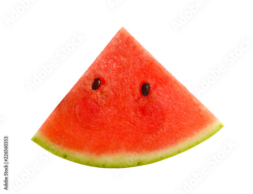Close up quarter cut of red watermelon isolated