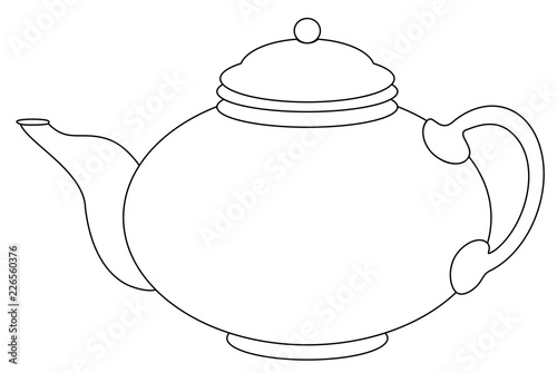 China round teapot, graphic monochrome contour vector eps 10