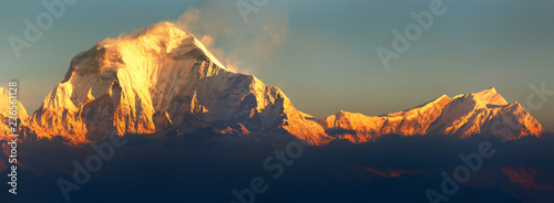 Mount Dhaulagiri morning panoramic view photo