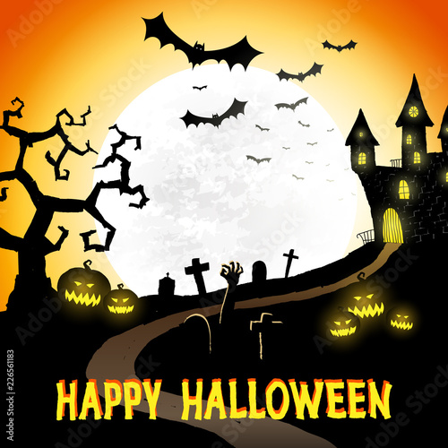 Happy halloween vector poster, background, halloween party festive banner