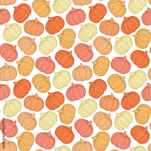 Halloween seamless pattern with colorful pumpkins.Holiday vector background.Autumn textile texture