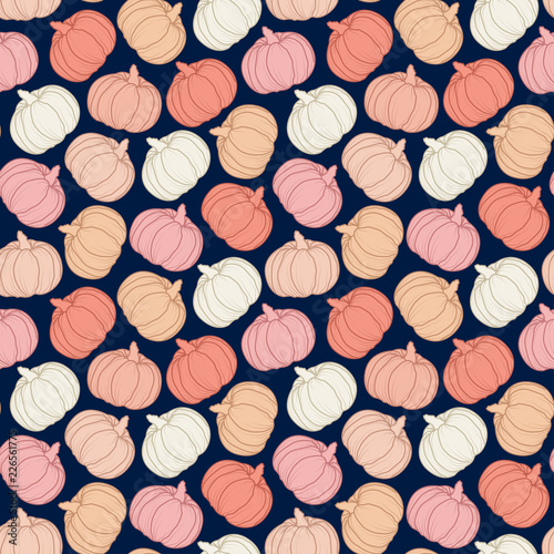 Halloween seamless pattern with colorful pumpkins.Holiday vector background.Autumn textile texture