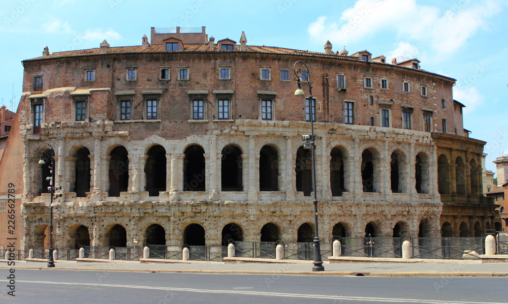 Rome Italy. View to the Theatre of Marcellus (Italian: Teatro di Marcello)