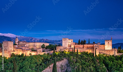 Night view on Alhambra, Granada