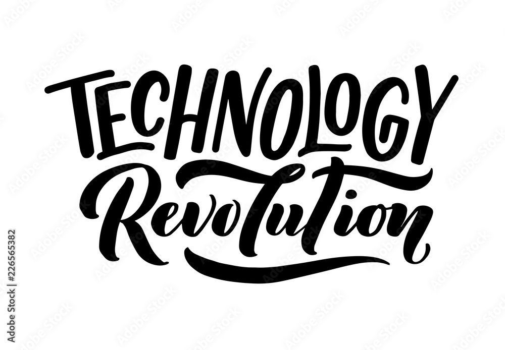 Lettering composition for posters. Motivational quote about gadgets and technology. Hand drawn vector illustration.