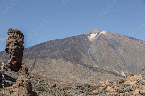 View of the Teide volcano in the background in the Teide National Park, Tenerife Island