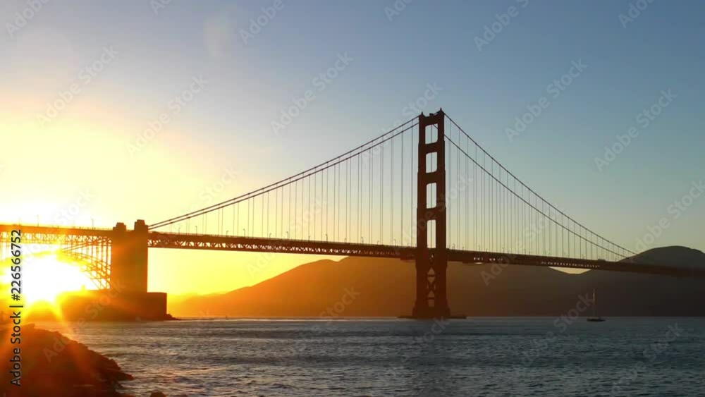 The Golden Gate Bridge at sunset as seen from Chrissy Field, San Francisco, California, USA The Golden Gate Bridge at sunset as seen from Chrissy Field, San Francisco, California, USA