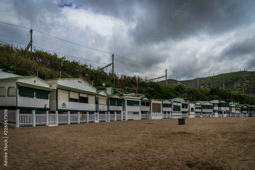 Las casetas del Garraf in Sitges, Barcelona, Catalonia. Las casetas del Garraf in Sitges, Barcelona, Catalonia.