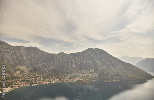 View of the Bay of Kotor from the observation deck. Montenegro. Summer