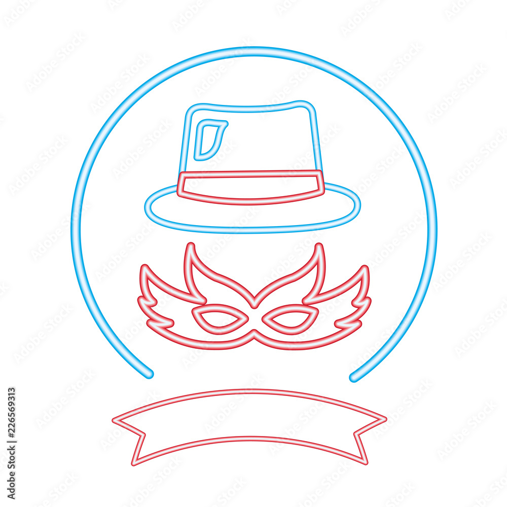 party hat mask decoration neon night label party hat mask decoration neon night label