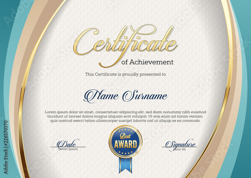Certificate of Achievement. Template. Premium.