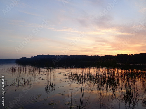 Fototapeta Naklejka Na Ścianę i Meble -  Evening tranquil lake